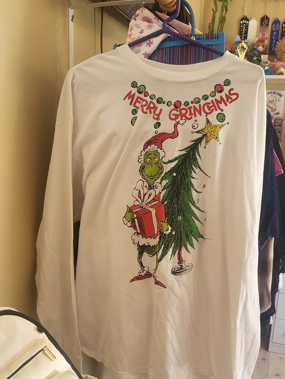 Womens 'Merry Grinchmas' Graphic Long Sleeve Shirt